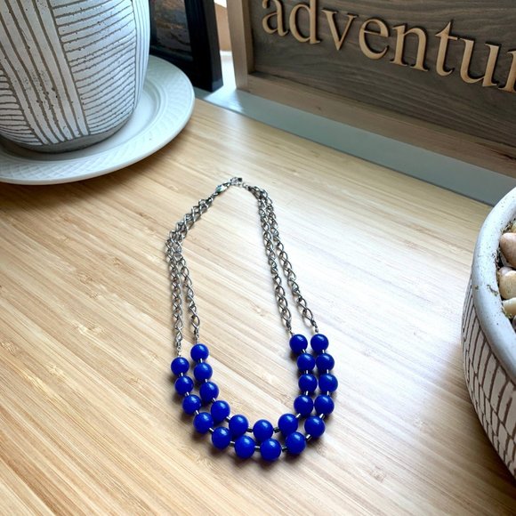 Blue jade & hematite necklace - Picture 2 of 5